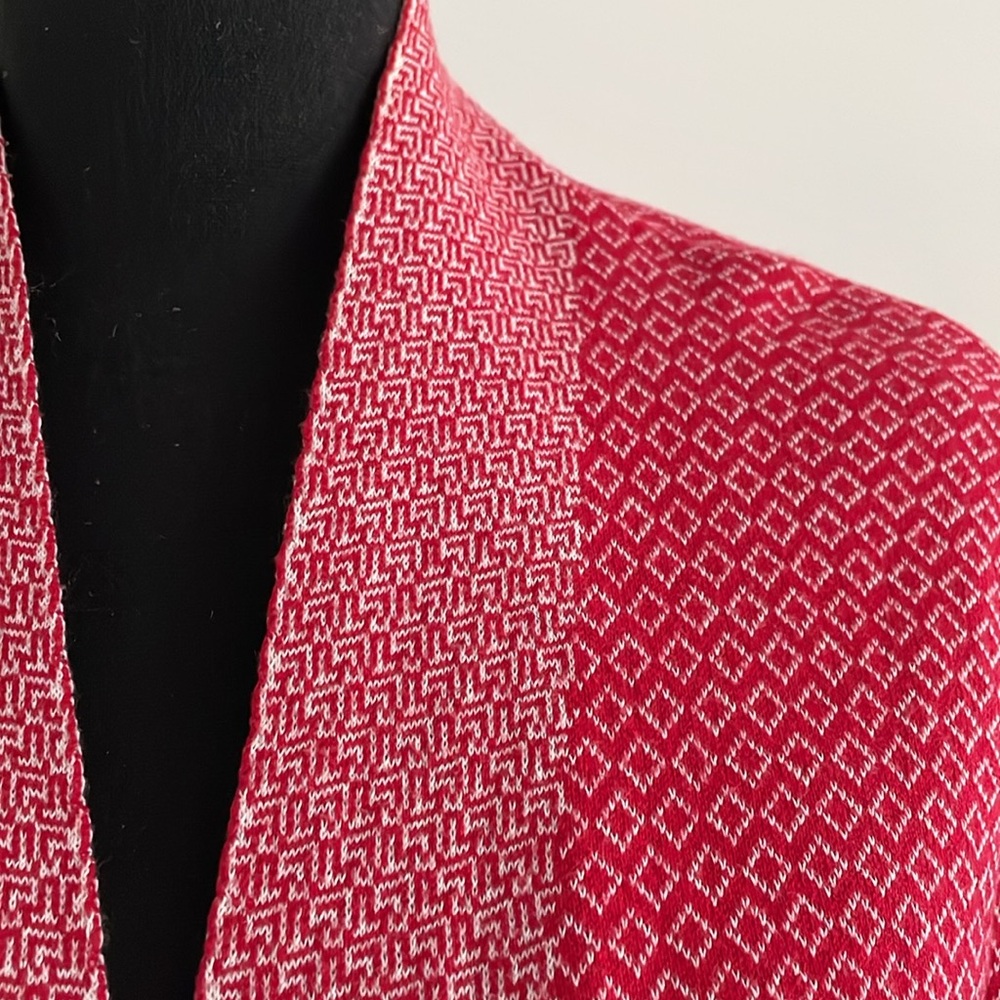 Kim Rogers Women’s Cardigan Red White Print All Cotton - Picture 10 of 10
